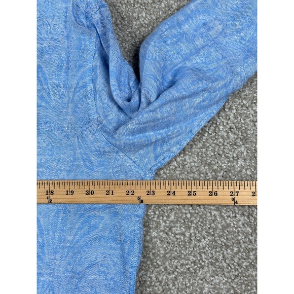 Tasso Elba Shirt Mens Medium Blue Paisley Linen Button Up‎ Long Sleeve Casual - Picture 6 of 8